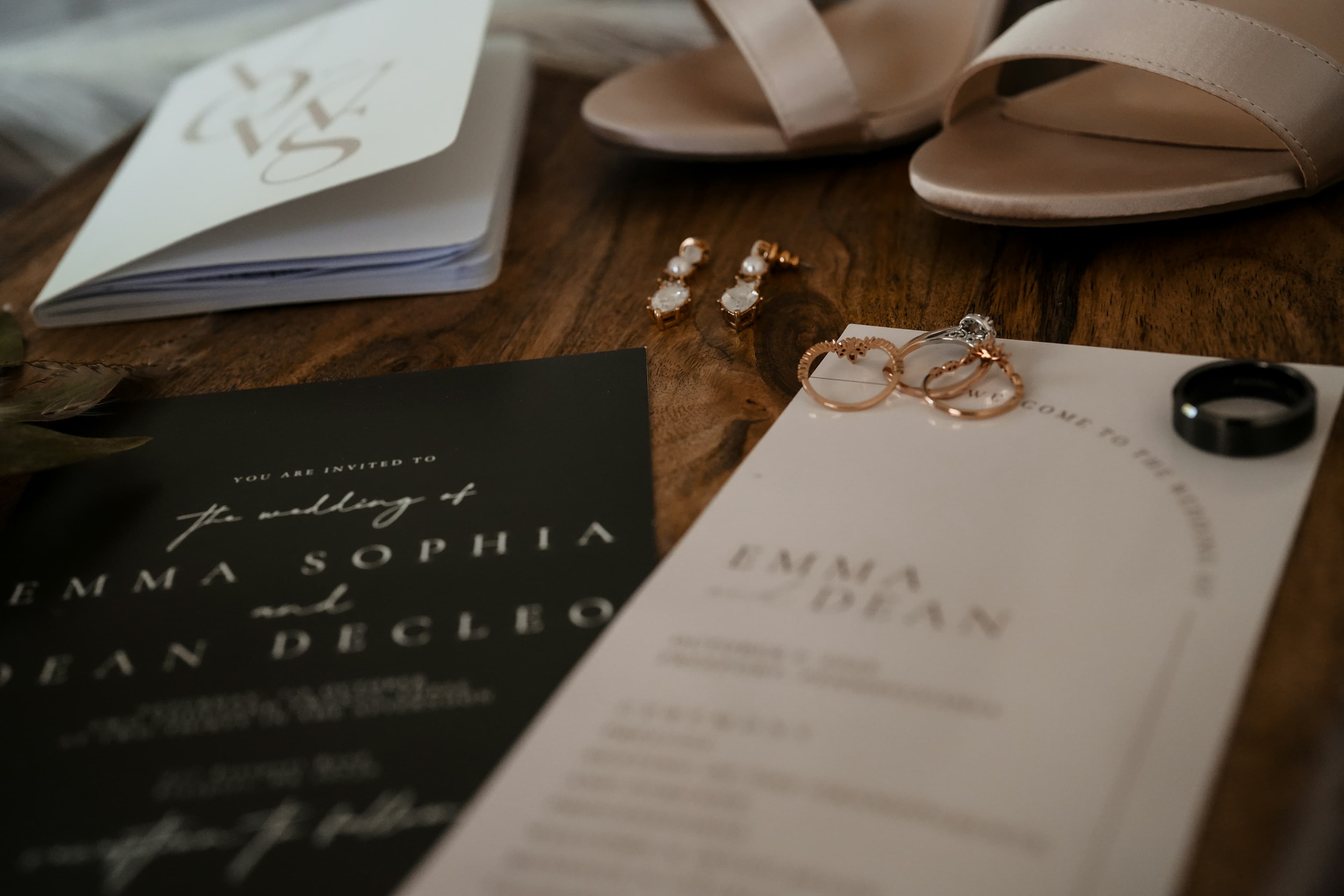 Wedding invitation flat lay