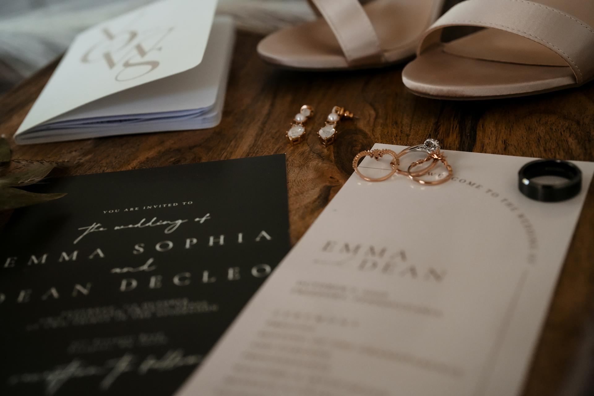 Wedding invitation flat lay